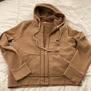 J. Crew Sherpa lined zip Hoodie - Camel - Size L - Excellent pre-own barely worn